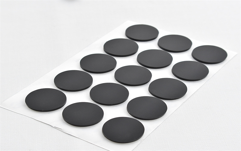 黑色圆形自粘硅胶脚垫 单面磨砂硅胶垫 网格硅胶防滑垫片