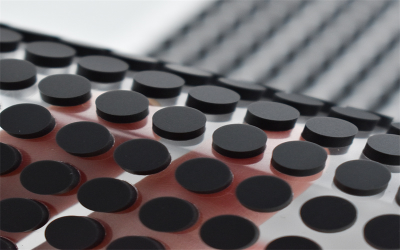 黑色圆形自粘硅胶脚垫 单面磨砂硅胶垫 网格硅胶防滑垫片